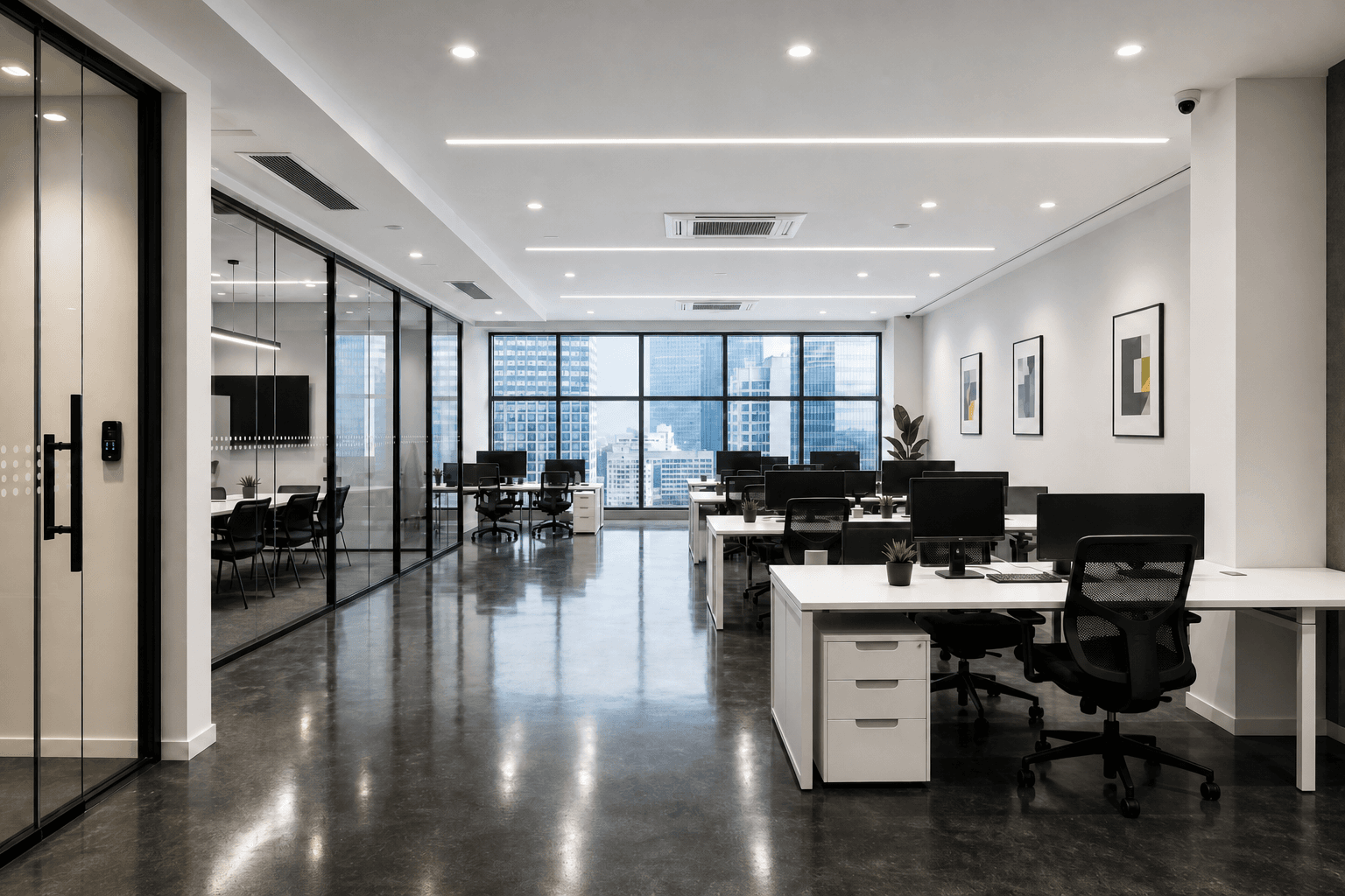Glass suites + workstations, after