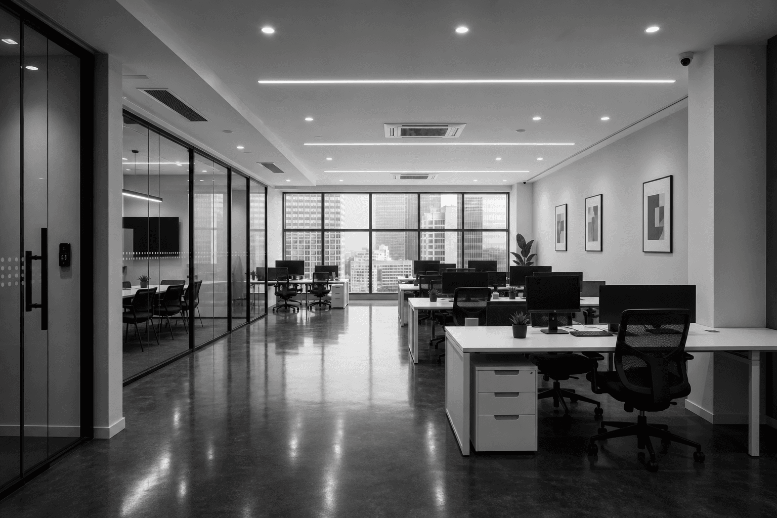 Glass suites + workstations, after